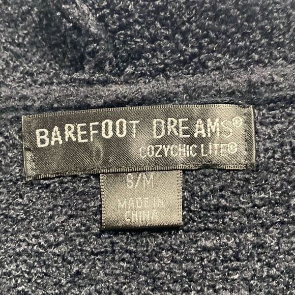 Barefoot Dreams Cozychic S/M Lite Island Wrap Cardigan Black Pockets Open Front - Picture 12 of 16